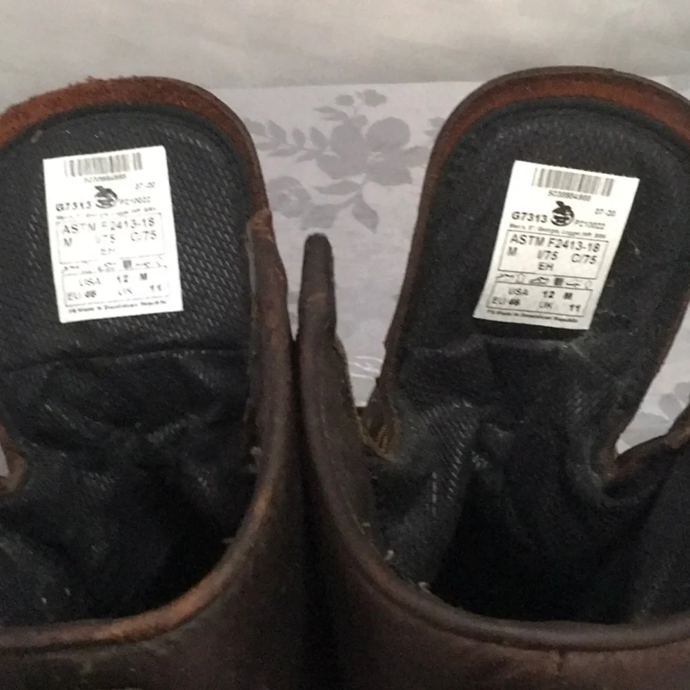 Men’s Georgia Boot  Brown Leather Work Boots with Yellow Laces